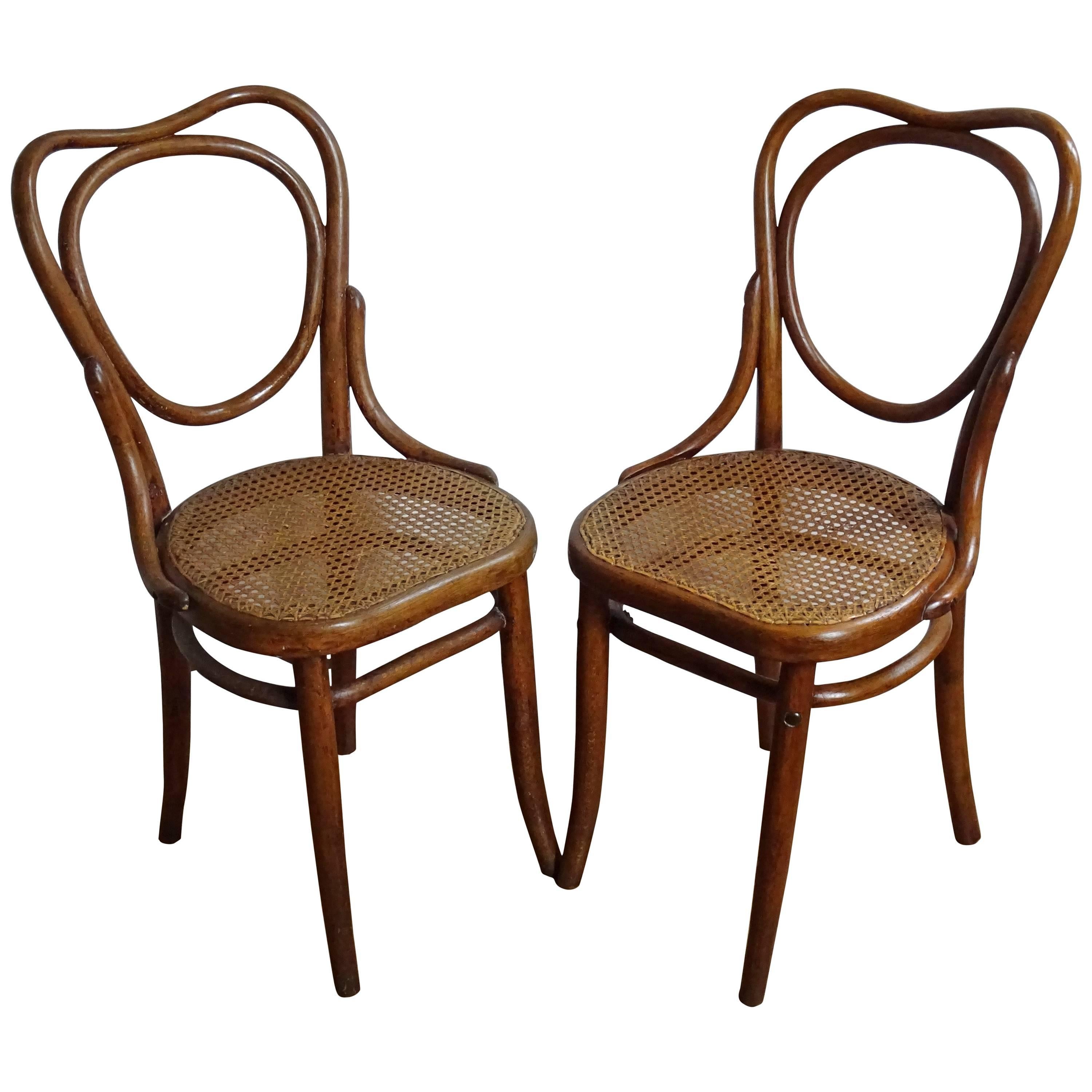 French Thonet Style Bistro Chairs, Early 20th Century, Set of Two For Sale