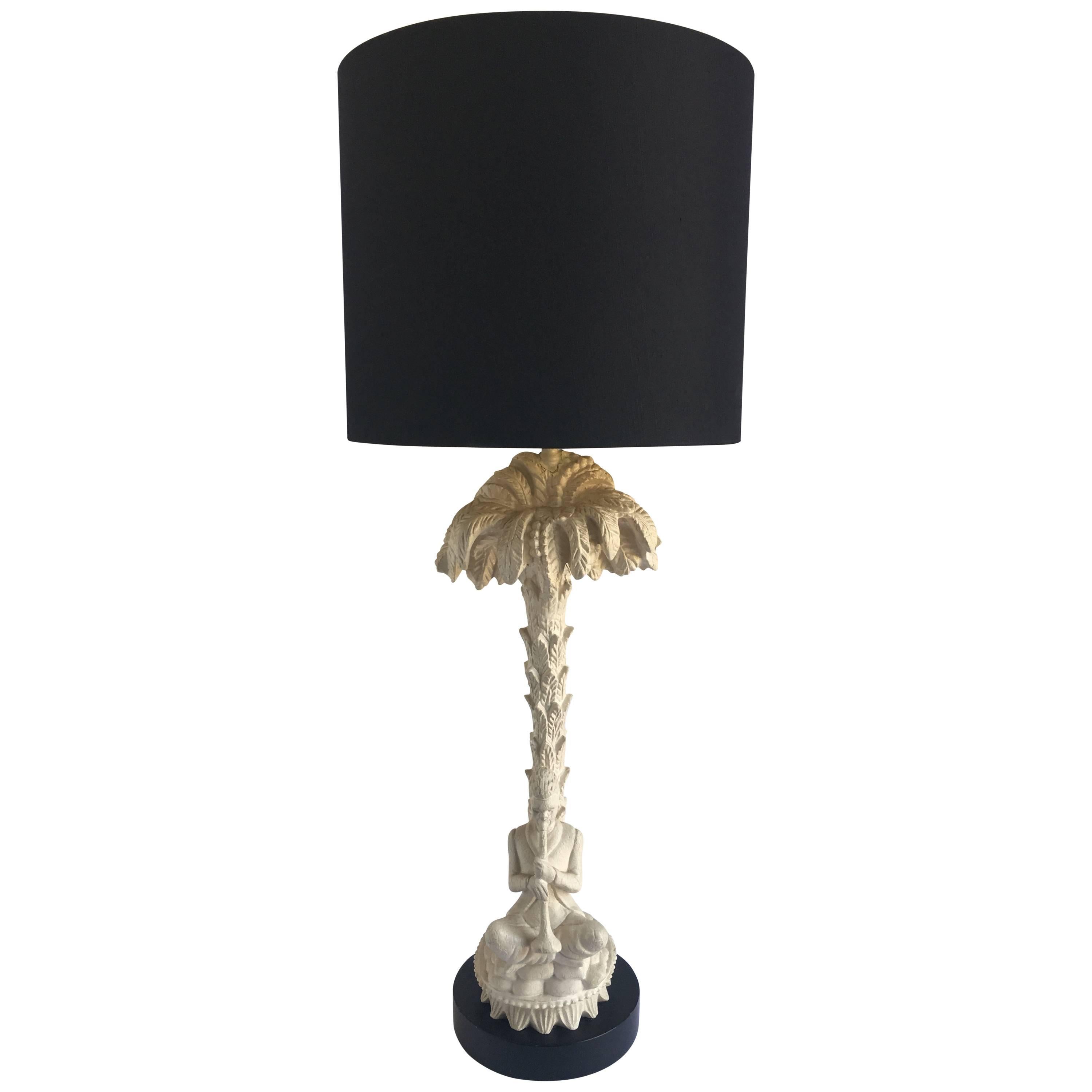 Hollywood Regency Serge Roche Style Plaster Palm Tree Lamp by Chapman