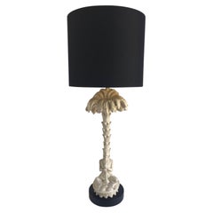 Hollywood Regency Plaster Palm Table Lamp by Chapman, Serge Roche Style