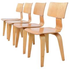Set of Four Plywood Dining Chairs by Cees Braakman for Pastoe, 1950s