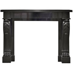 Napoleon III Fireplace Mantel Executed in Black Marble, 19th Century