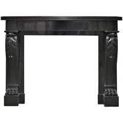 Napoleon III Fireplace Mantel Executed in Black Marble, 19th Century 1