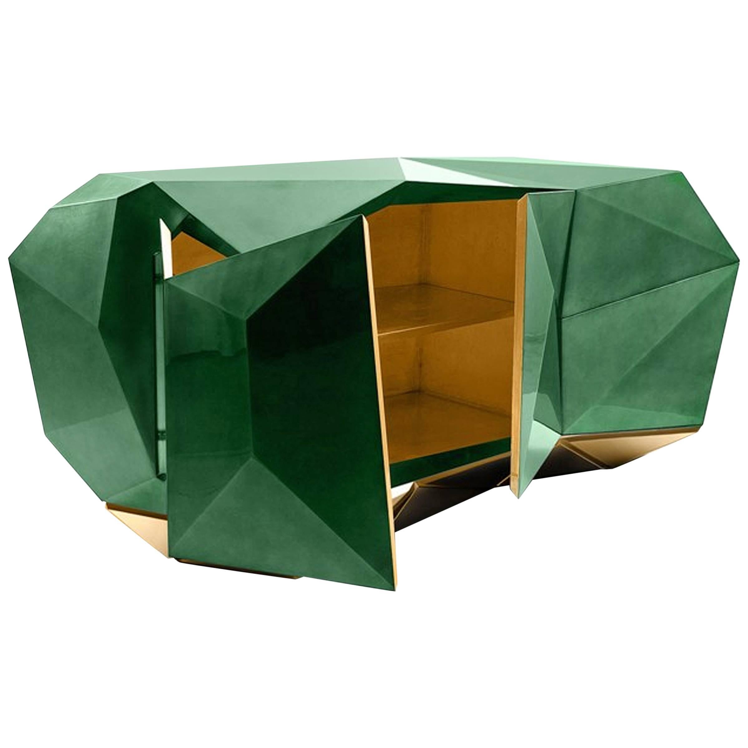 Sideboard aus Jade in transluzentem Grün mit hochglanzpoliertem Lack im Angebot