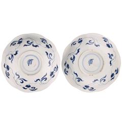 Pair of Chinese Porcelain Blue and White Dishes, 17th Century