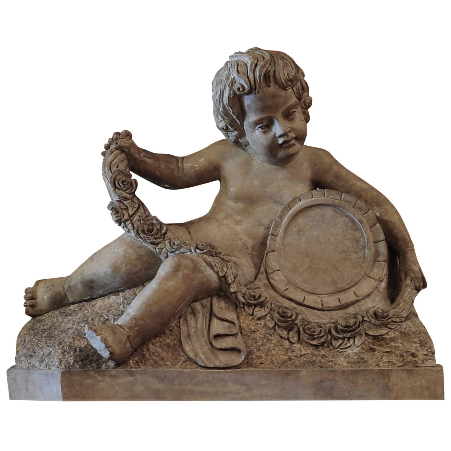 18th Century Sculpted Verona Marble Putto