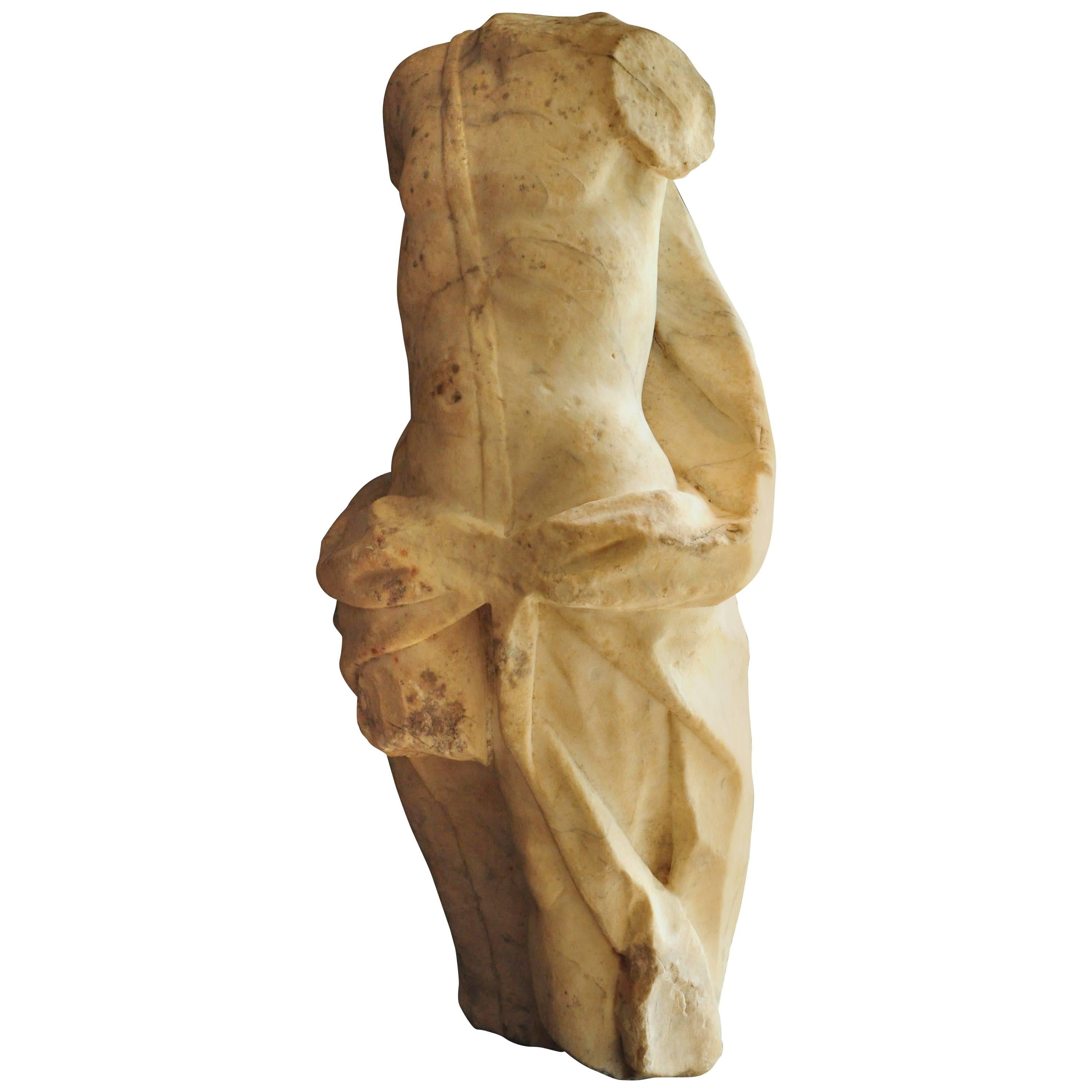 18th Century Torso Sculpture of Apollo in White Marble