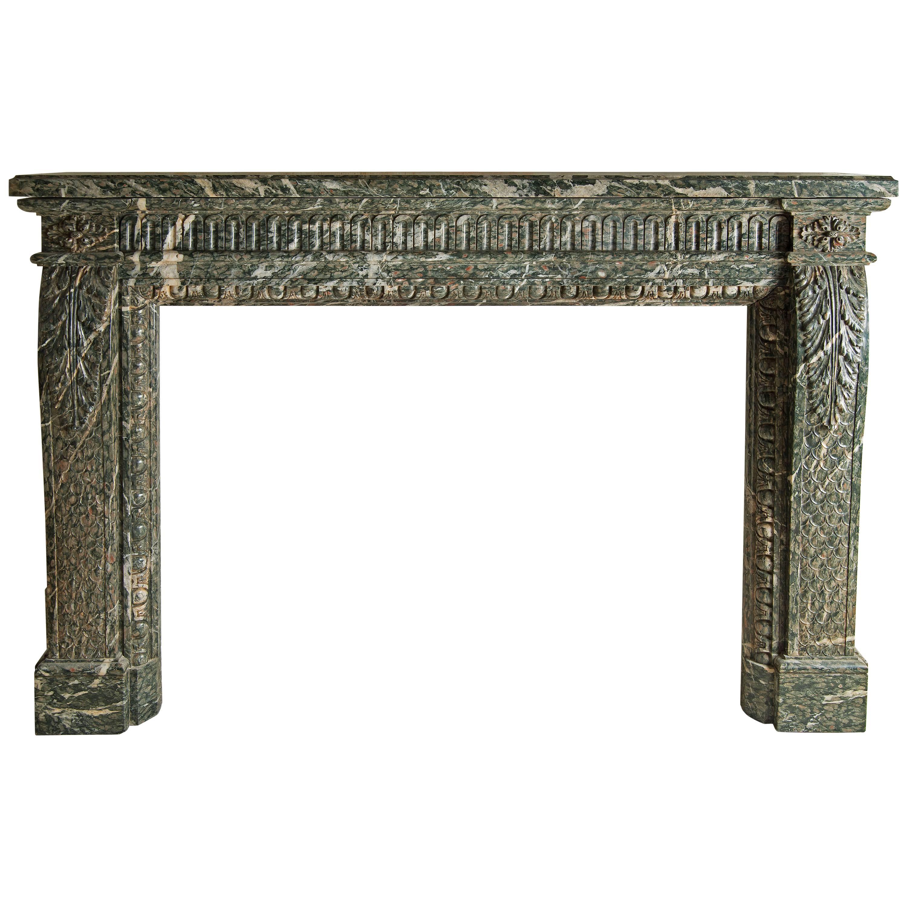 Louis XV Green Marble Fireplace For Sale