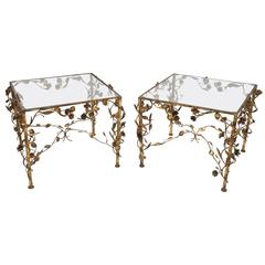 Hollywood Regency Gold and Glass Side Tables, 1950s, USA 9
