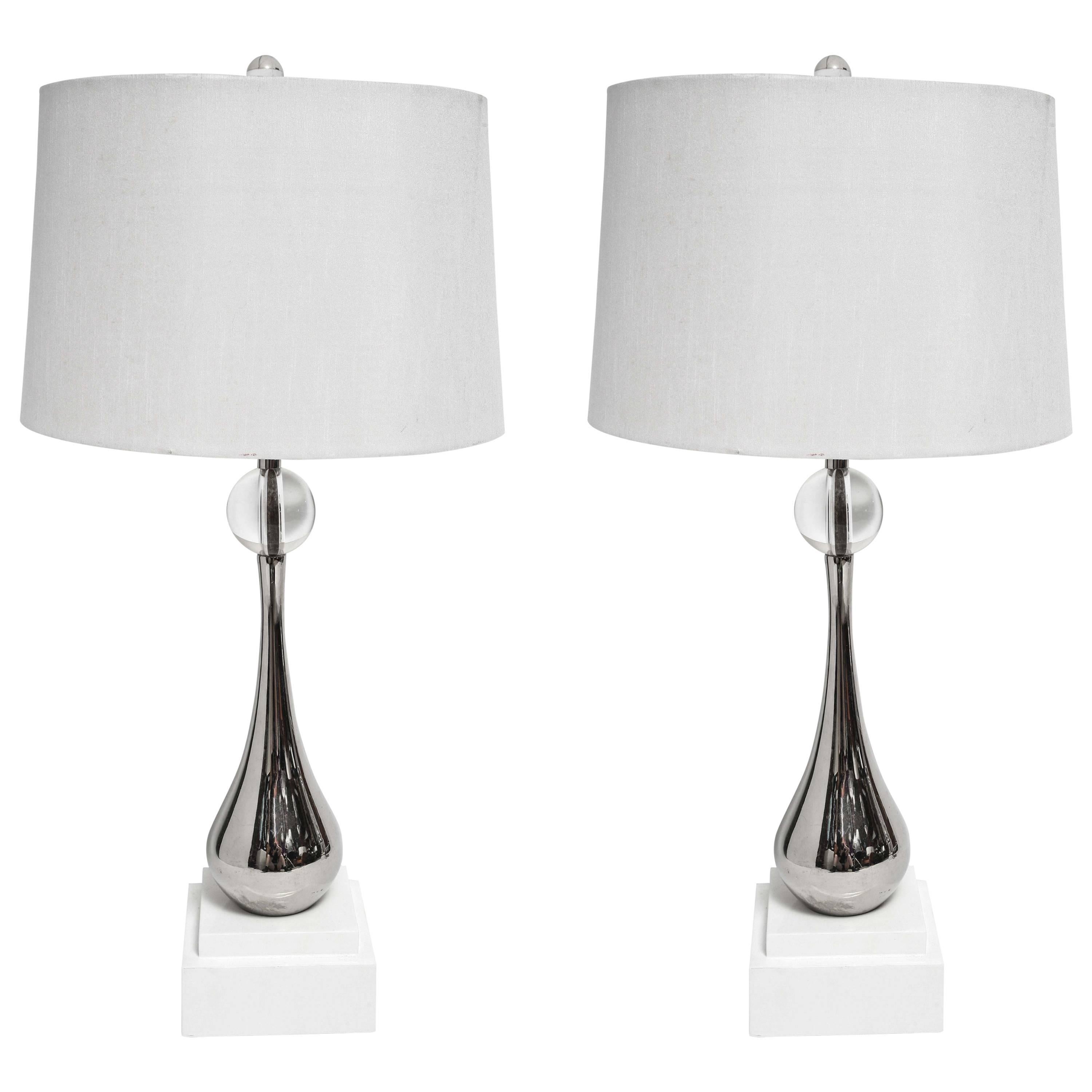 Mid-Century Modern Hollywood Regency Tommi Parzinger Style Teardrop Table Lamps