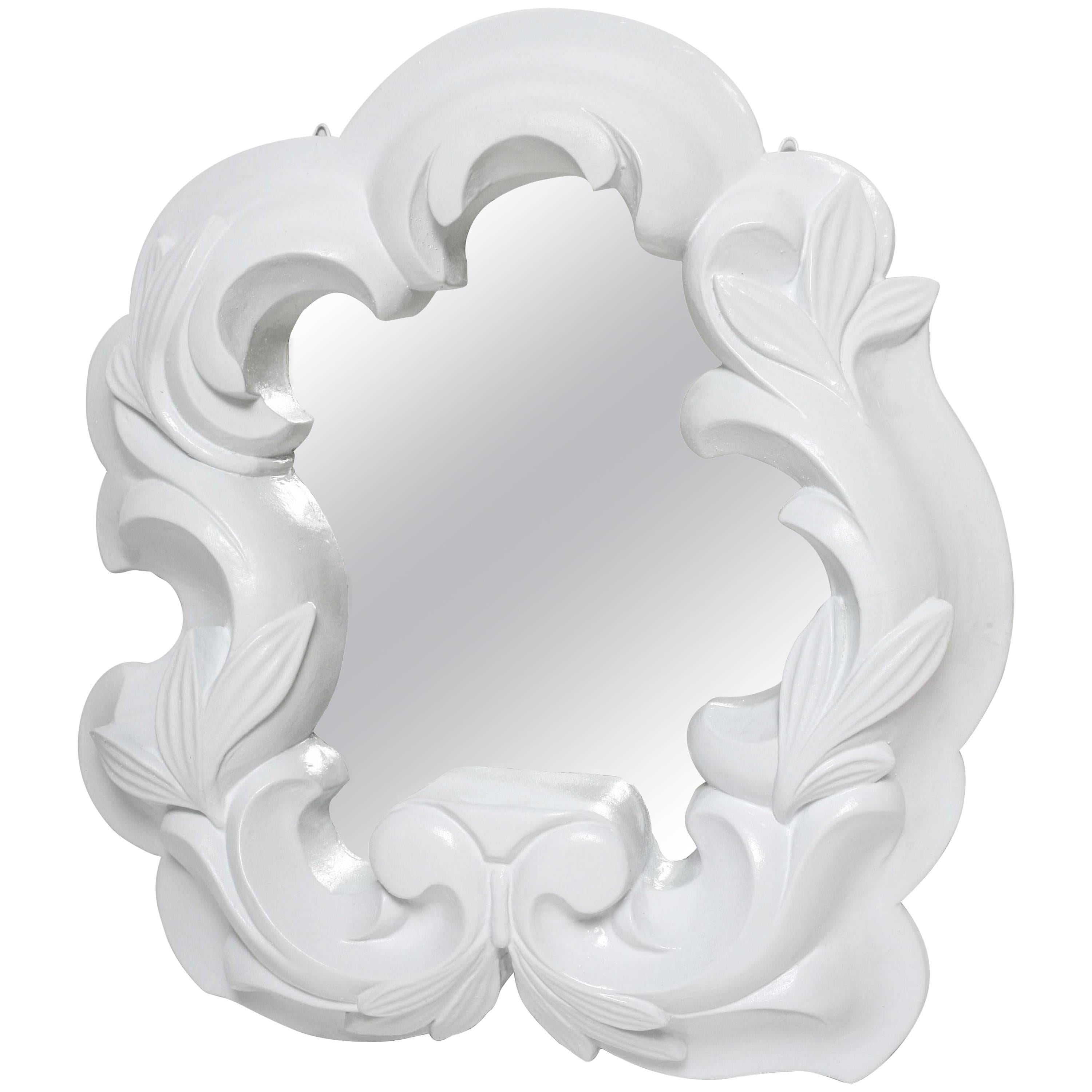 1940s Hollywood Regency Serge Roche Style Free-Form Foliage Plaster Mirror For Sale