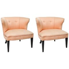 Hollywood Regency Mid-Century Modern Billy Haines Style Slipper Lounge Chairs Used Hollywood Regency Mid-Century Modern Billy Haines Style Slipper Lounge Chairs