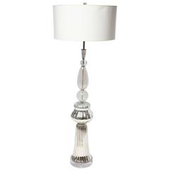 Retro Hollywood Regency Mercury / Clear / Crackled Glass over the Top Floor Lamp