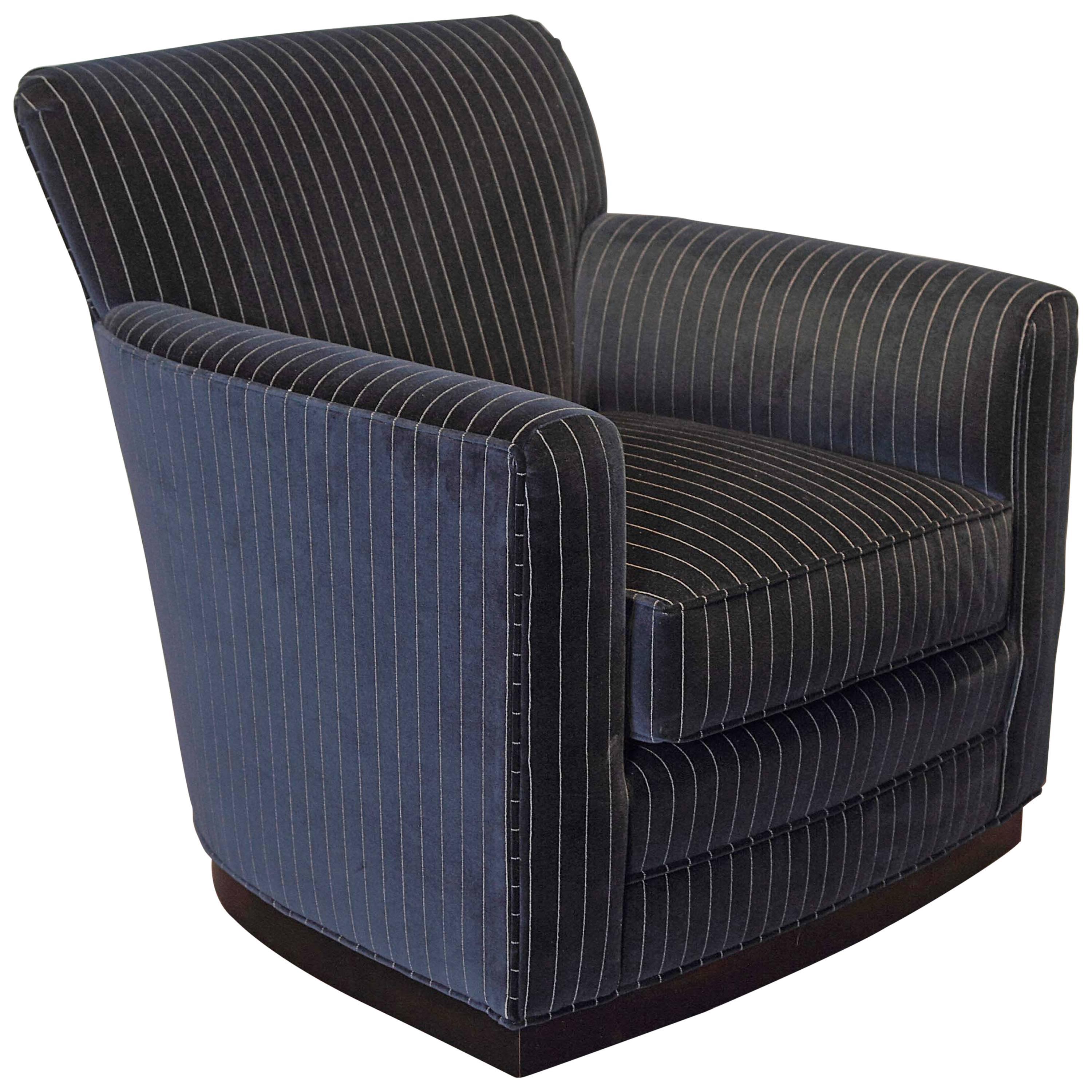 Navy Stripe Swivel Chair