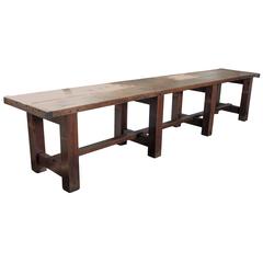 Long Antique French Pine Shop Table