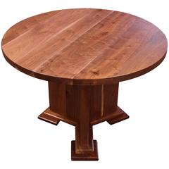 Round Walnut Farm Table with Y Style Wooden Stepped Base 8