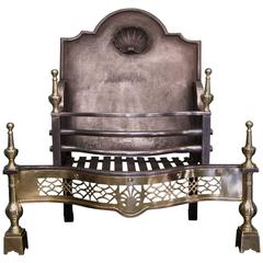 Polished Wrought Iron and Brass Fireplace Fire Basket