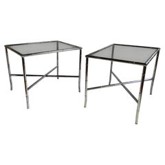 Mid-Century Modern Chinoiserie Faux Bamboo Side Tables
