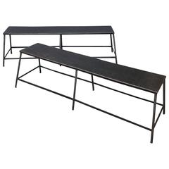 Pair of French Industrial Metal Benches 8