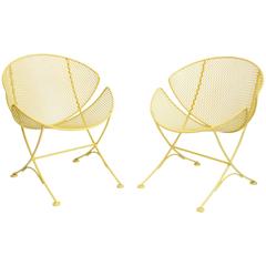 Retro Pair of Maurizio Tempestini Orange Slice Patio Chairs