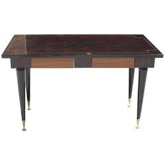 French Art Deco Exotic Macassar Ebony Zigzag Writing Desk, circa 1940s