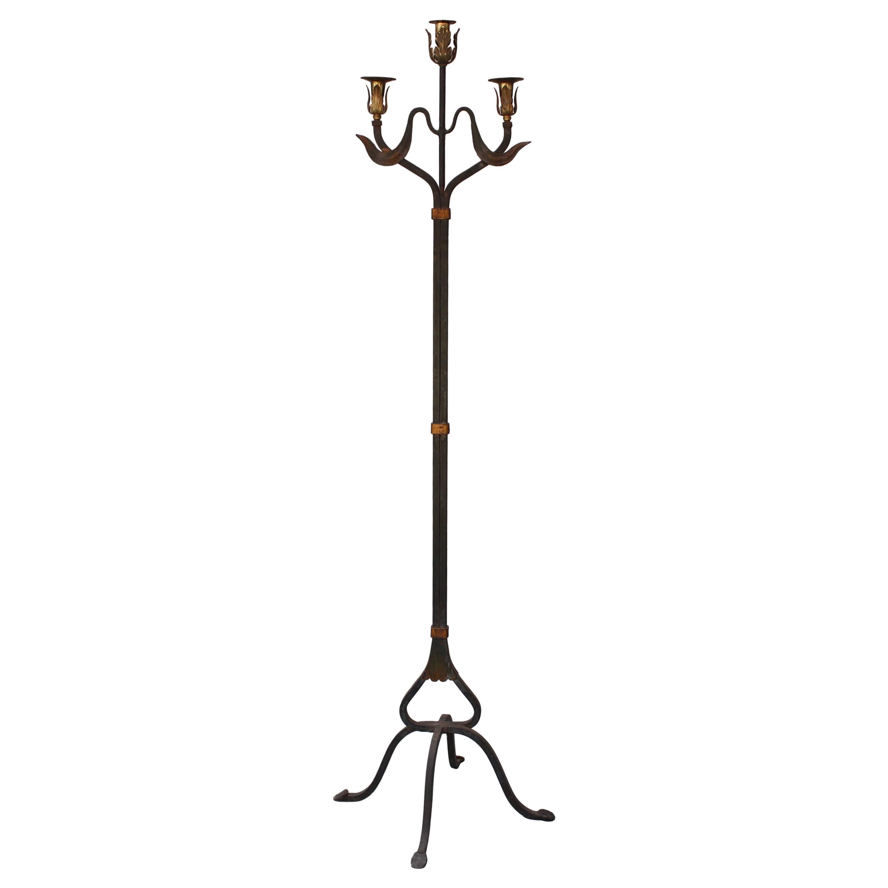 Wrought Iron 1920s Candelabra Floor Stand At 1stdibs