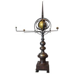 Iron Orrery with Gilding with hand formed orbital rings & cast iron elements
