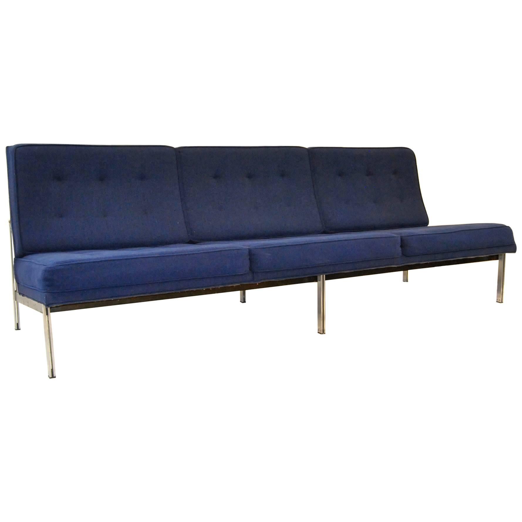 Mid-Century Three-Seat Armless Parallel Sofa by Florence Knoll