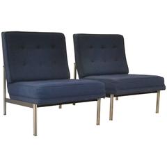 Mid-Century Modern Pair of Parallel Armless Lounge Chairs by Florence Knoll