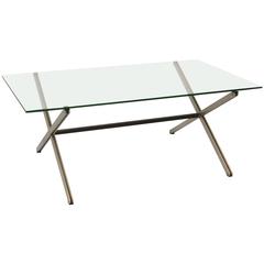 Mid-Century Modern Glass Top Parallel Cocktail Table by Florence Knoll