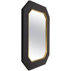 Octagonal Brass and Black Lacquer Mirror