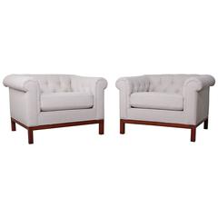 Pair of Tufted Lounge Chairs by Edward Wormley for Dunbar
