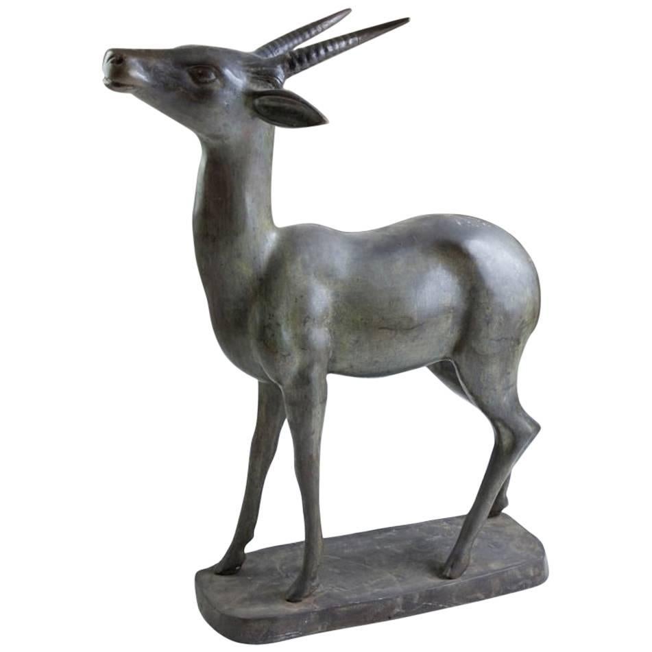 19th Century Large Bronze Deer Sculpture