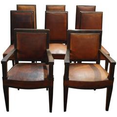Antique Set of Eight French Art Deco Dining Chairs