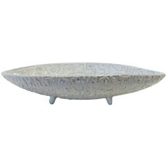 Pale Gray Scribed Oblong Bowl by Heather Rosenman