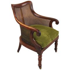 Regency Mahogany Caned Bergere