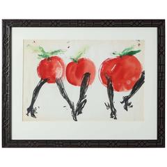 Joe Eula, "Dancing Tomatoes" Watercolor