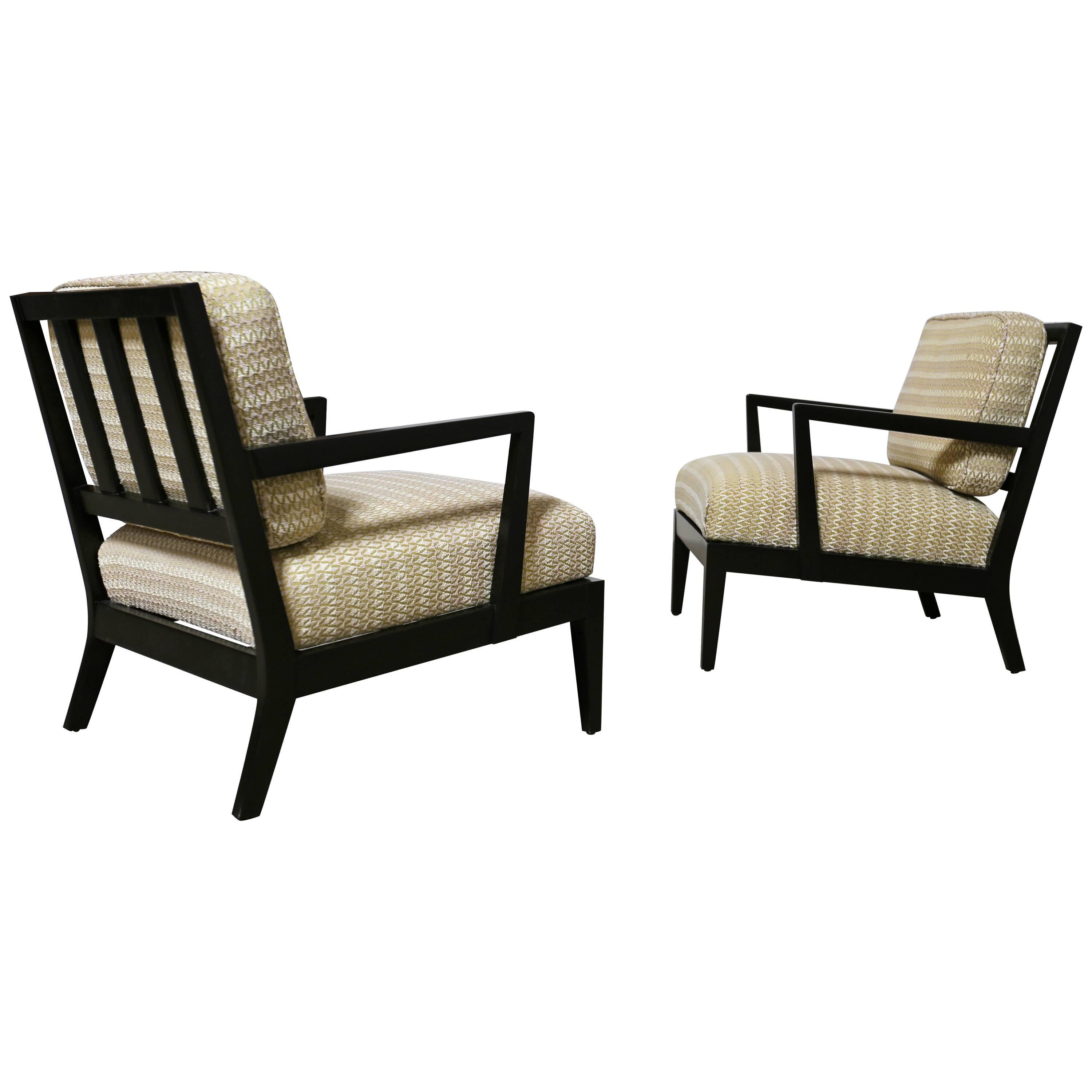 Pair of Classic Ebonized Lounge Chairs