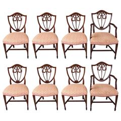 Set of Eight Hepplewhite Style Mahogany Dining Chairs