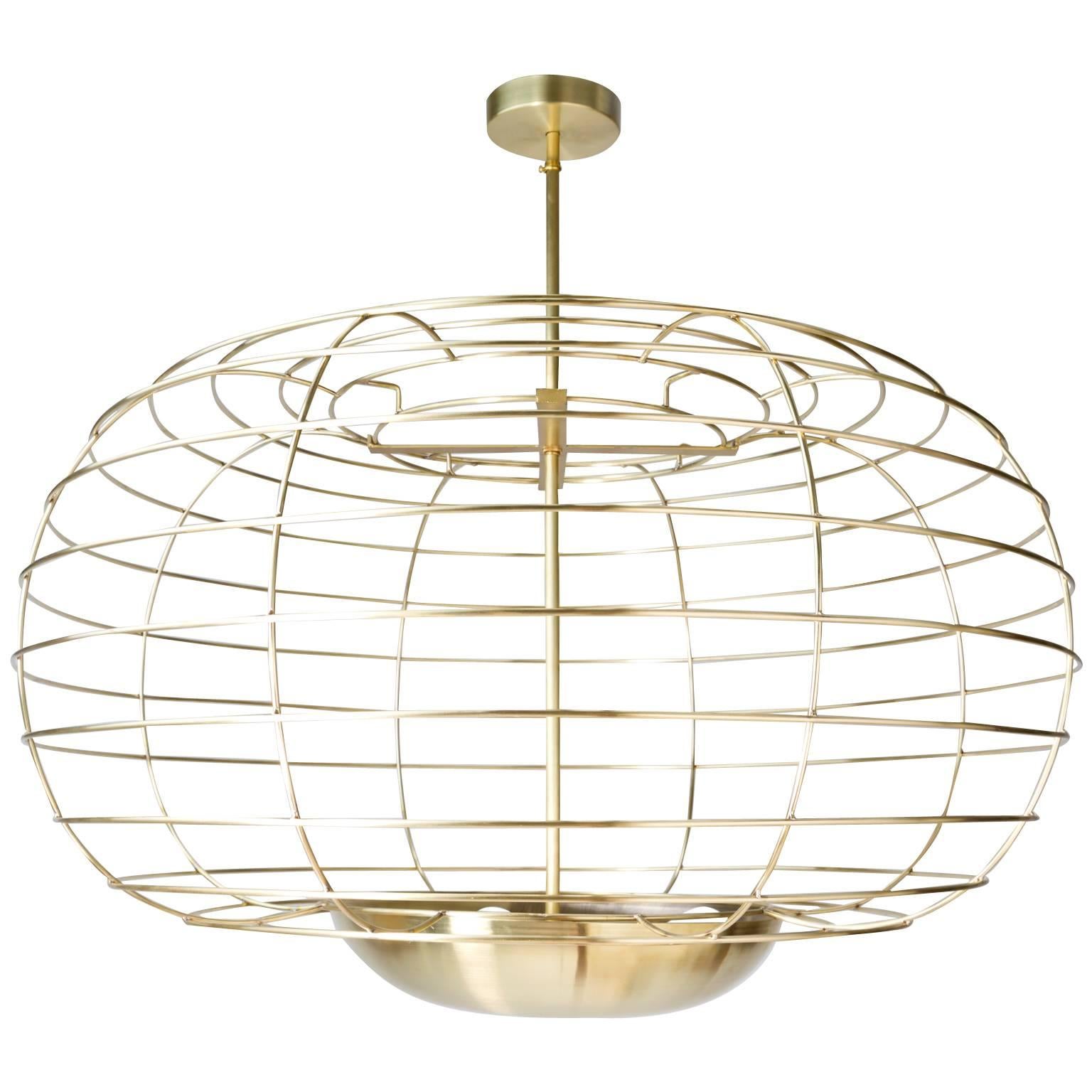 Cage Brass Pendant For Sale