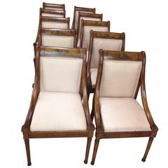 Set of Ten Neoclassical Style Dining Chairs, 19th Century