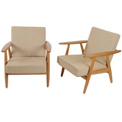Vintage Hans J. Wegner, Pair of GE-240 “Cigar” Lounge Chairs for GETAMA
