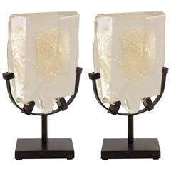 Pair of Murano Glass Sculptures Mounted on Metal Swivel Bases, Cenedese, 1960s