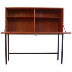 Retro 1950 Drop Front Secretary Desk in Teak by Børge Mogensen