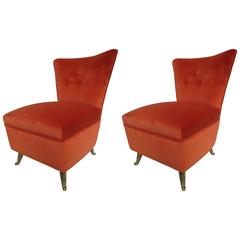 Pair of Little low chairs, Isa Manufacture, Bergamo, Italy 1950