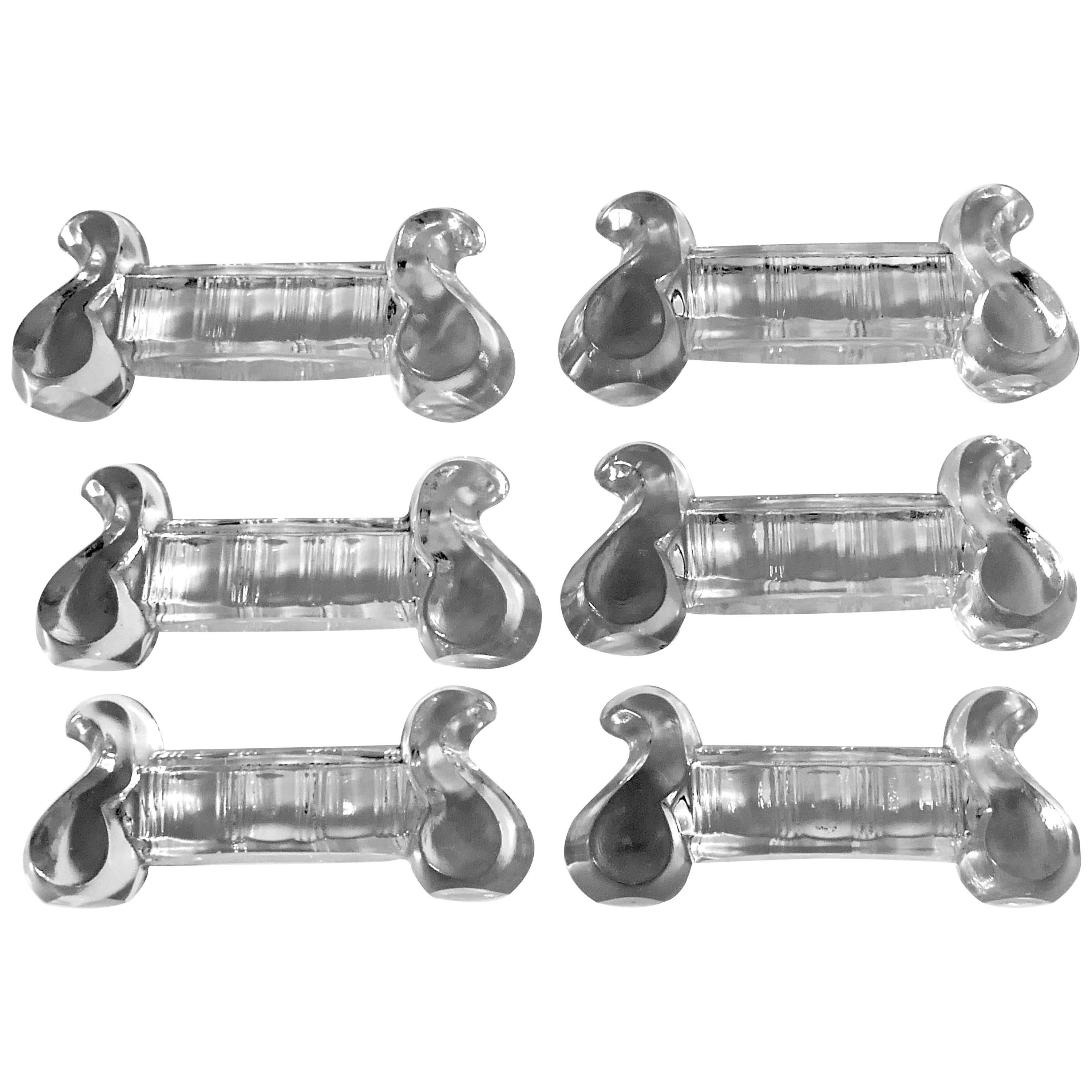 1900s Baccarat French Crystal Knife Rests Set of Six Pieces For Sale