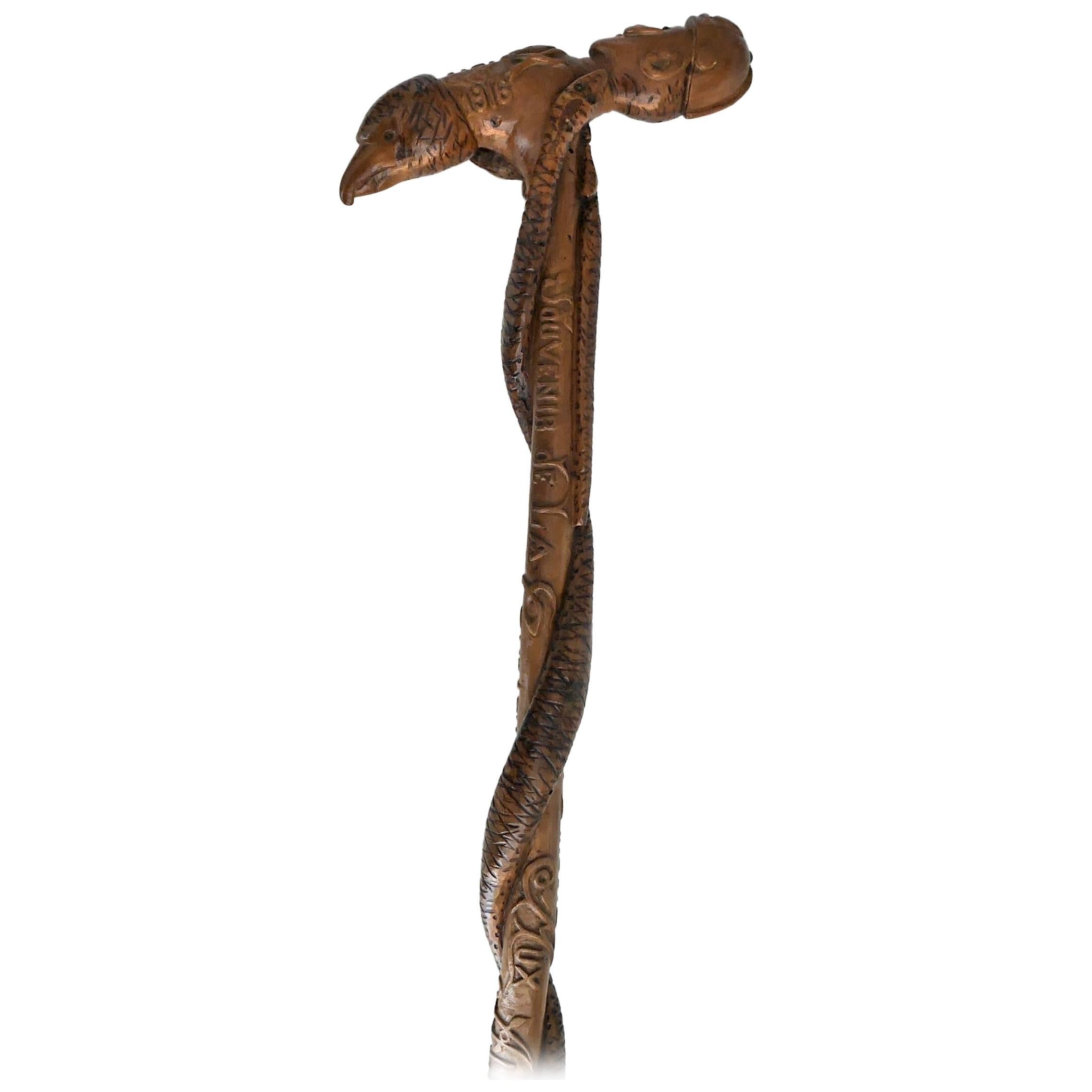 Early 20th Century Soldier Wooden Cane For Sale