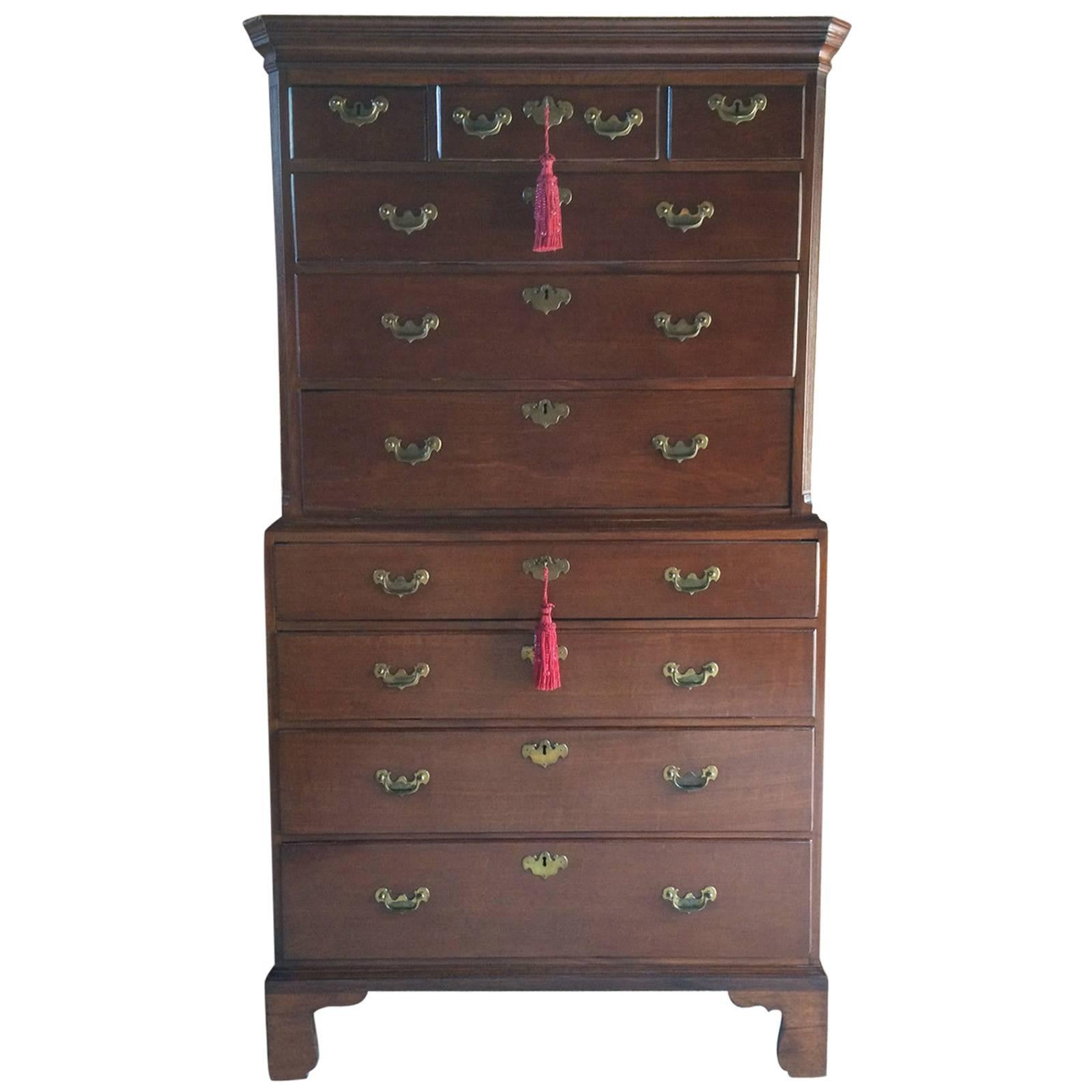 Antique Chest on Chest Tallboy Drawers Mahogany Georgian, 18th Century