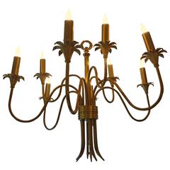Italian Mid-Century Stinnovo Style Nine-Light Brass Chandelier 12