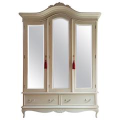 Cream Laura Ashley Antique Style Mirrored Wardrobe with Three Doors