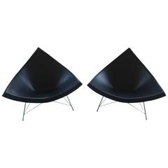Pair of George Nelson Leather Coconut Chairs by Vitra